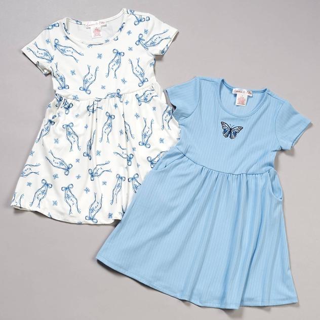 Girls (4-6x) Emma & Elsa 2pk. Short Sleeve Butterfly/Bow Dresses