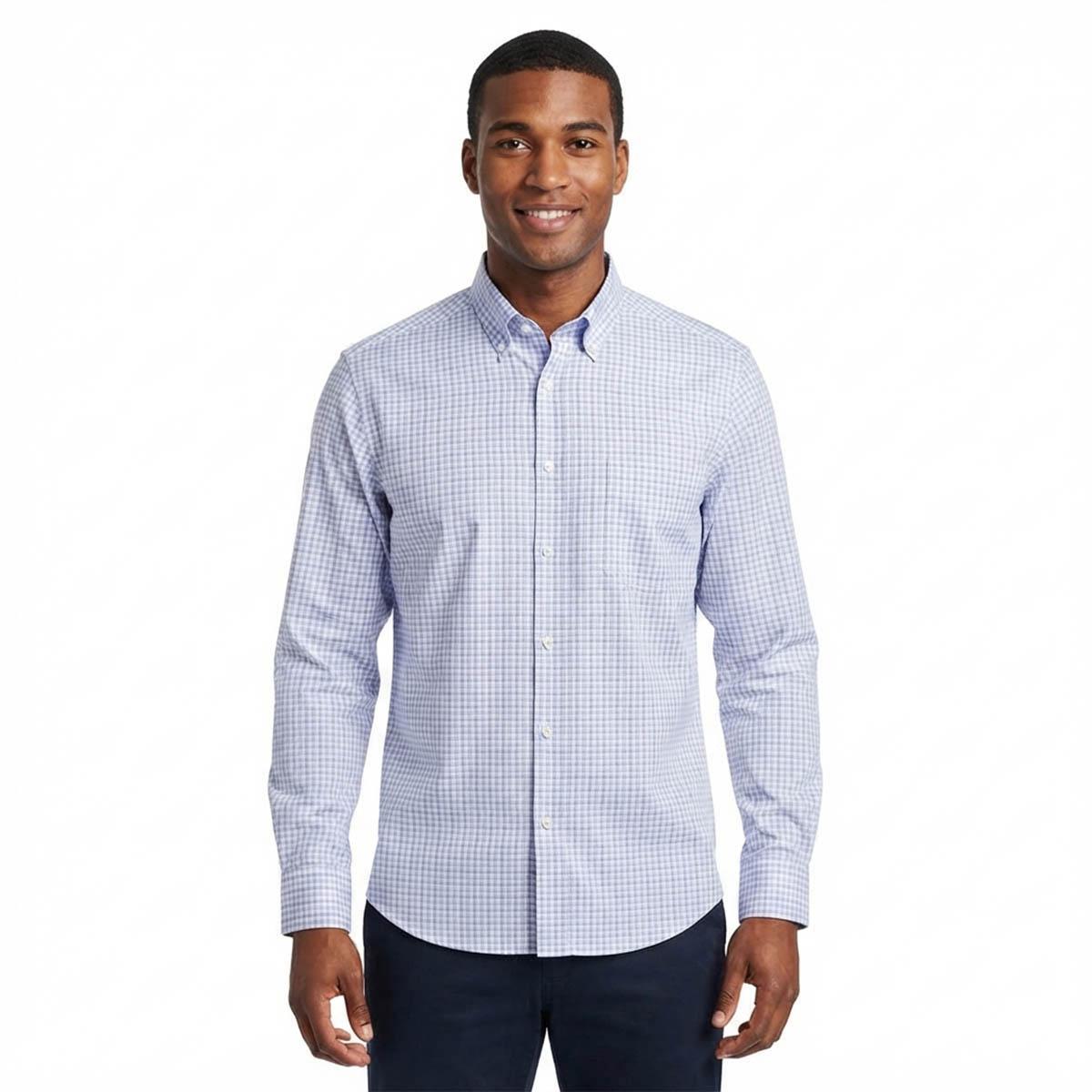 Mens Christian Aujard Regular Fit Plaid Dress Shirt - Blue/Purple