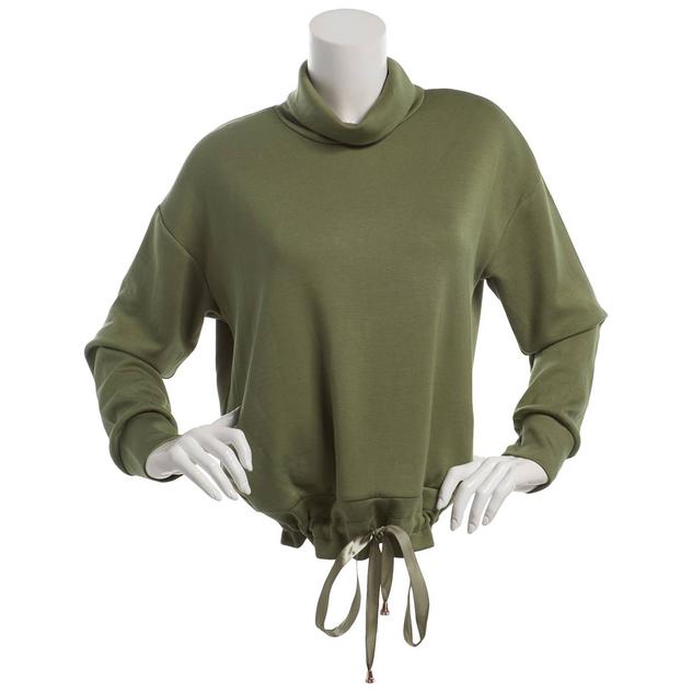 Womens Como Blu Turtleneck with Banded Tie Hem Sweatshirt
