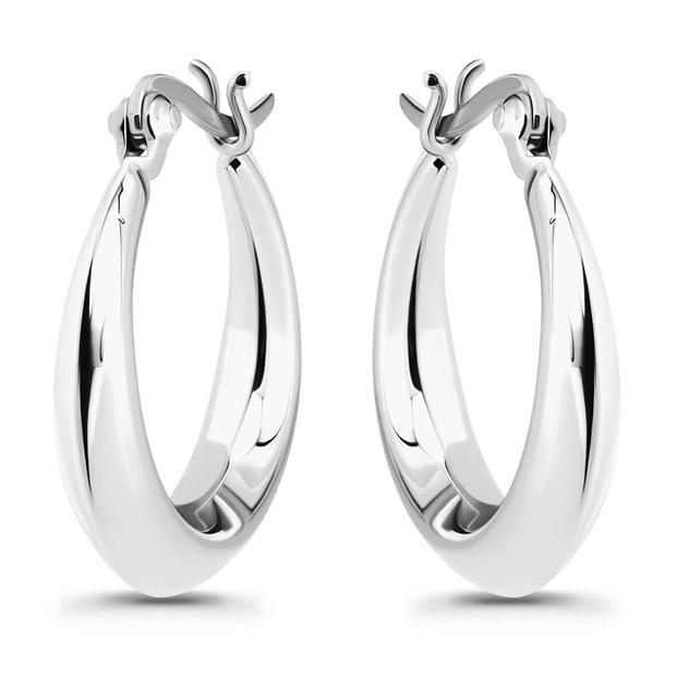 Designs by FMC Sterling Silver Knife Edge Hoop Earrings