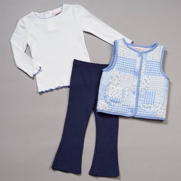 Baby Girl (12-24M) Little Lass® 3pc. Quilted Vest & Leggings Set