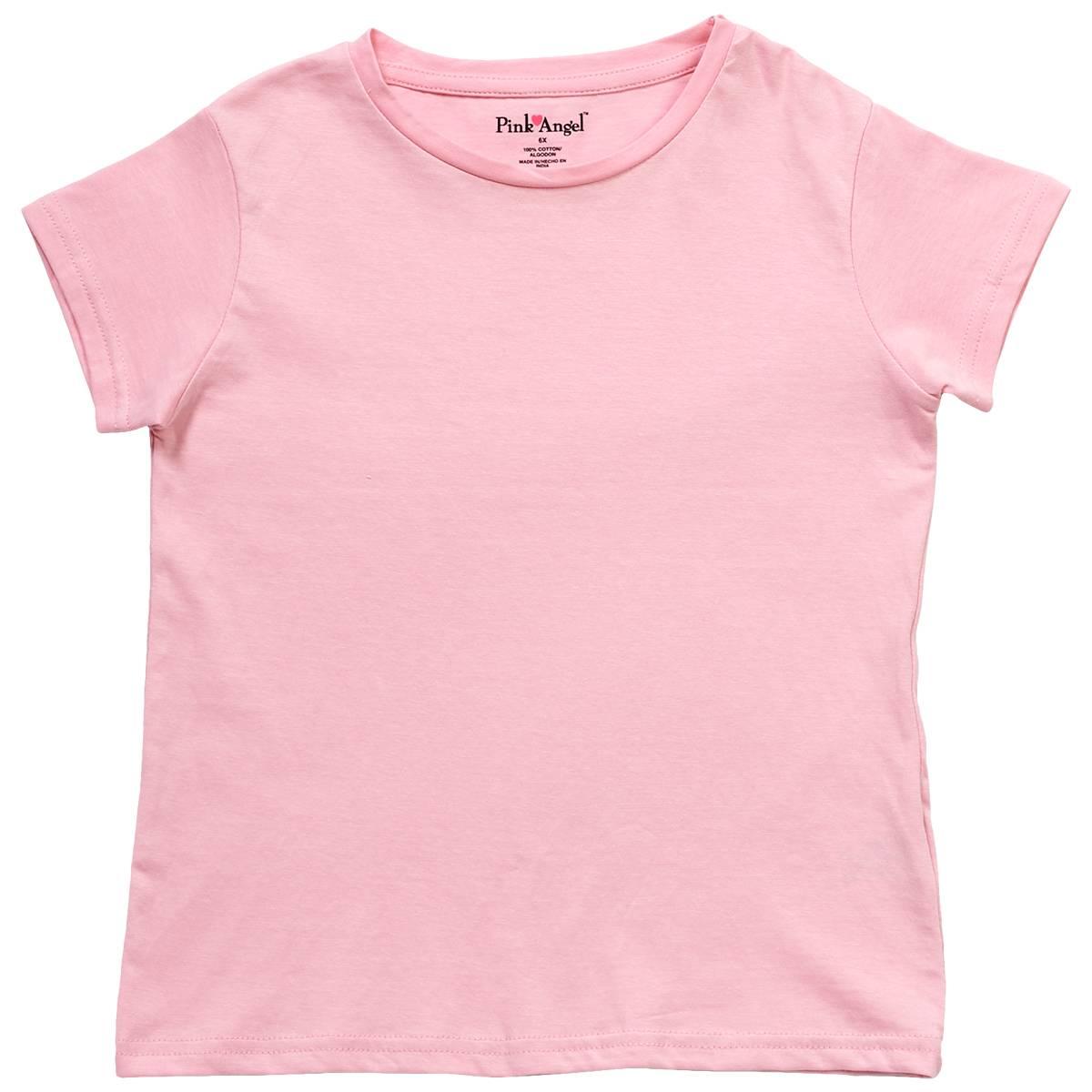 Girls (4-6x) Pink Angel(tm) Short Sleeve Basic Tee
