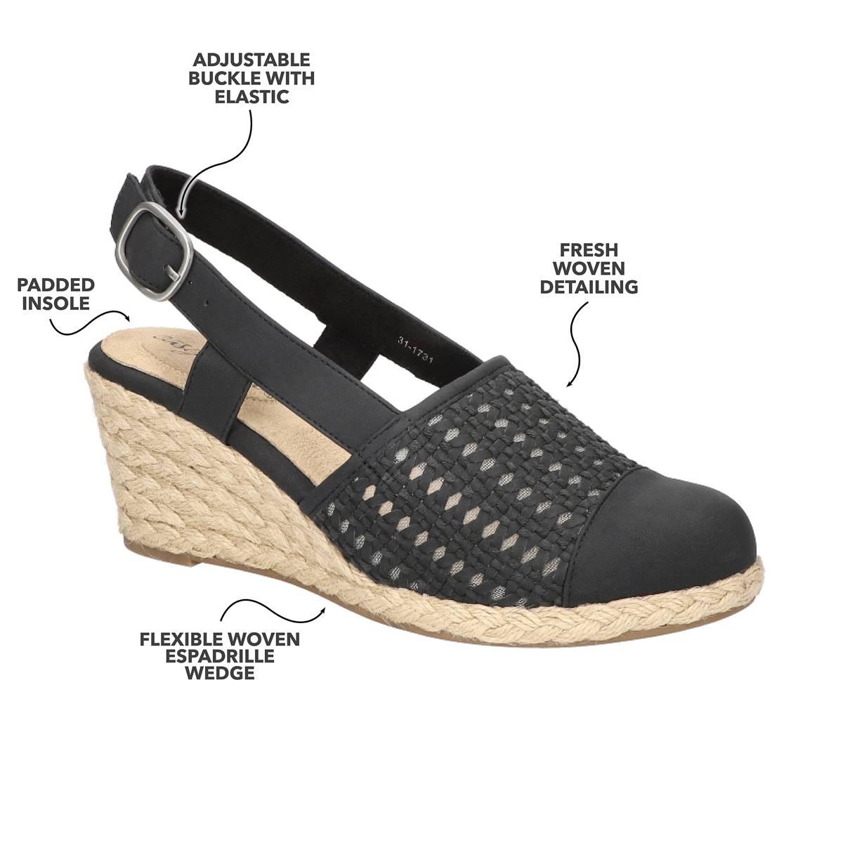 Womens Easy Street Taffy Slingback Espadrilles Wedges Sandals
