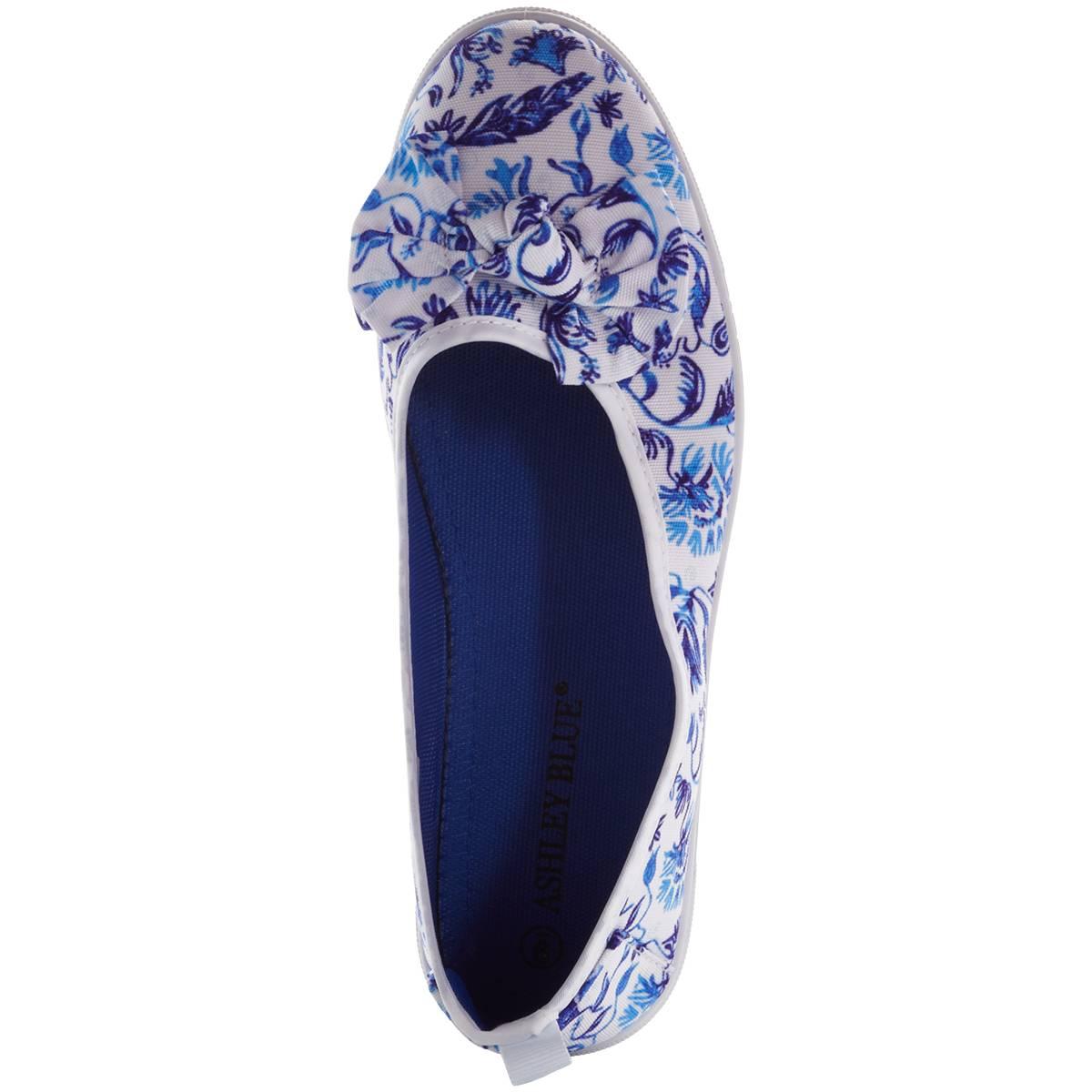Womens Ashley Blue Floral Blue Canvas Flats