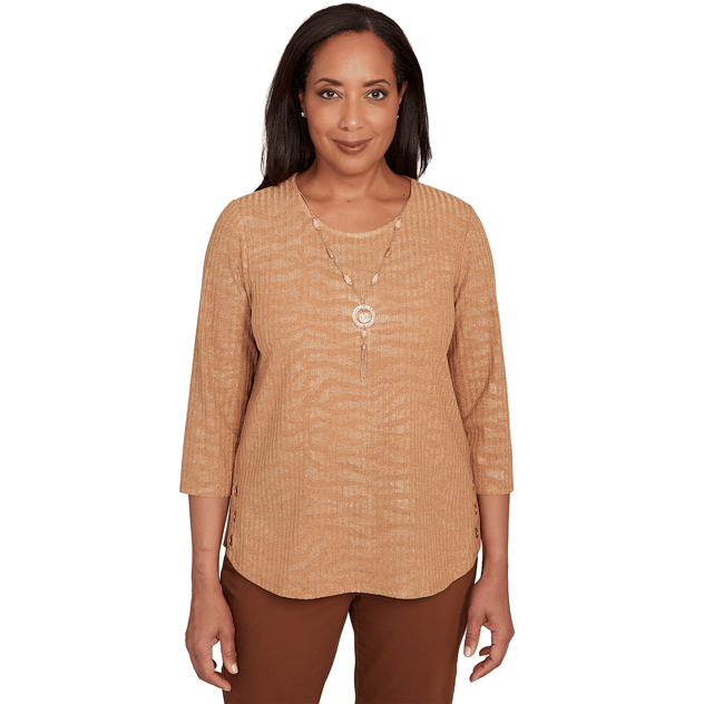 Womens Alfred Dunner Mount Laurel Shimmer Zebra Blouse