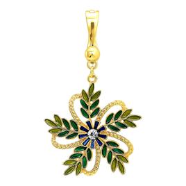 Wearable Art Gold-Tone Green Crystal Fern Enhancer