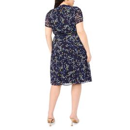 Plus Size MSK Short Sleeve Ditsy Floral Chiffon A-Line Dress