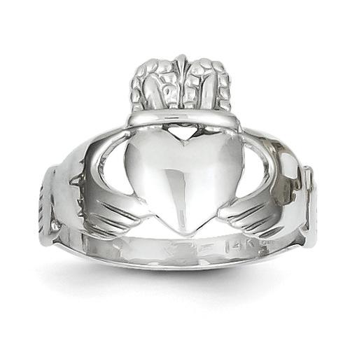 Gold Classics(tm)  Tall 14kt. White Claddagh Ring