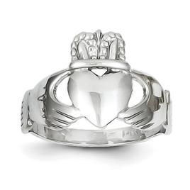 Gold Classics(tm)  Tall 14kt. White Claddagh Ring