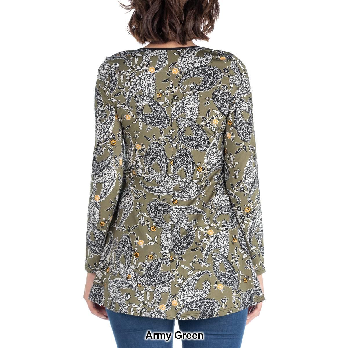 Womens 24/7 Comfort Apparel Long Sleeve Paisley Tunic