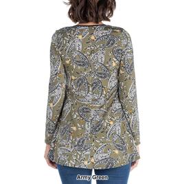 Womens 24/7 Comfort Apparel Long Sleeve Paisley Tunic