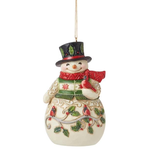 Jim Shore Heartwood Creek Snowman w/ Cardinal Christmas Ornament