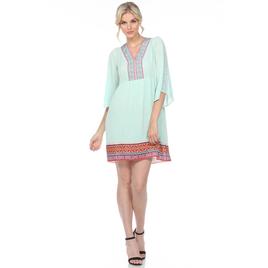 Womens White Mark Elbow Sleeve Embroidered Dress