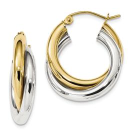 Gold Classics(tm) 10kt. Polished Two-tone Double Tube Hoop Earrings