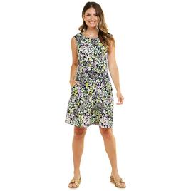 Womens Connected Apparel Sleeveless Floral Pocket A-Line Dress