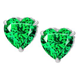 Gianni Argento Sterling Silver Green Spinel Heart Stud Earrings