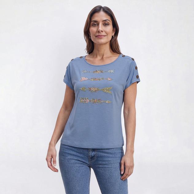 Womens Tru Self Dolman Sleeve Floral Bow Graphic Tee