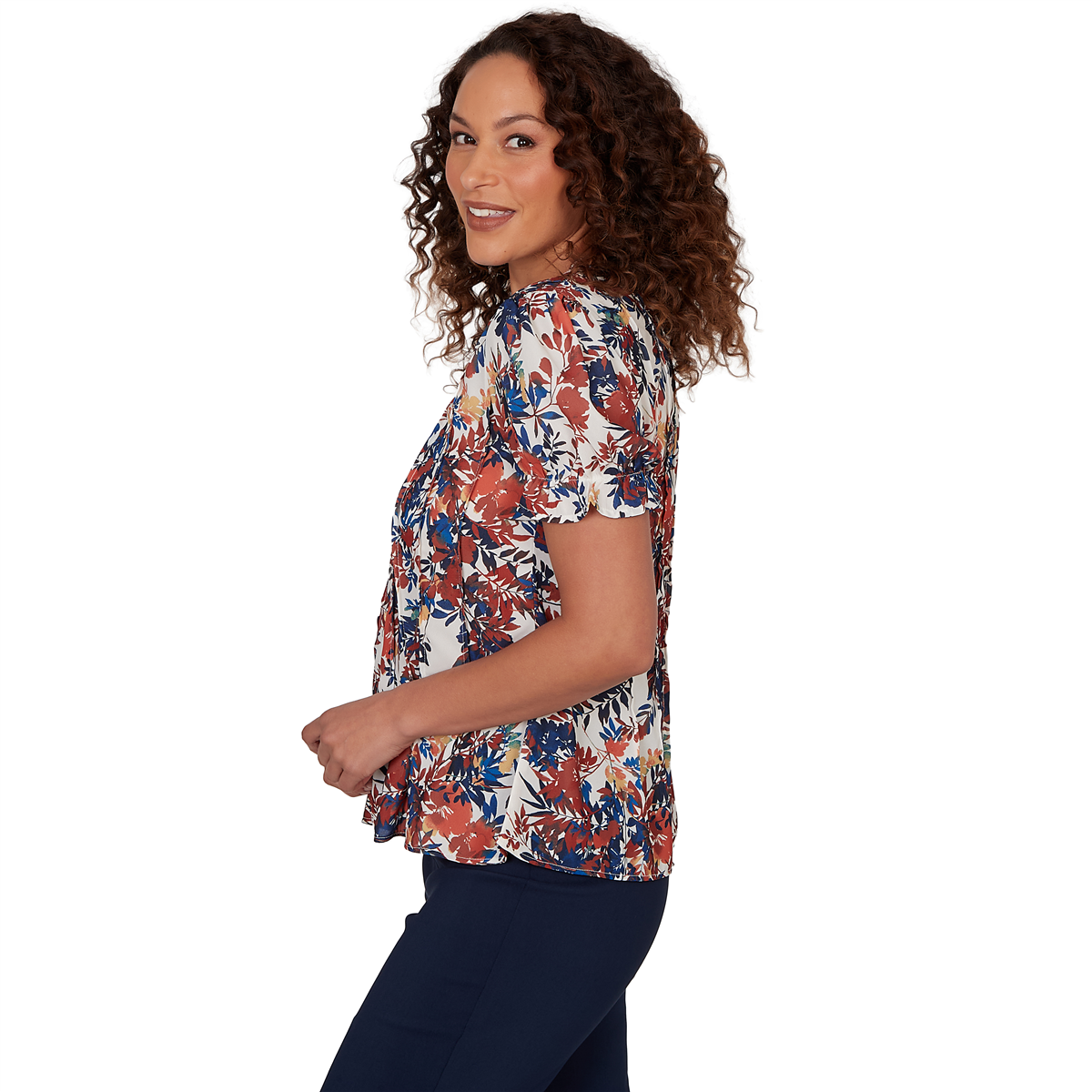 Petite Emaline Summer In The City Puff Sleeve Pleated Blouse