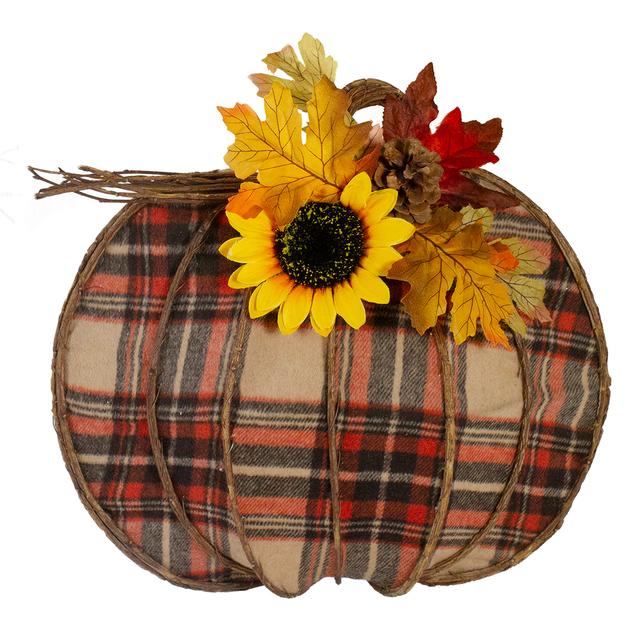 Northlight 14in. Plaid Fall Pumpkin Wall Décor