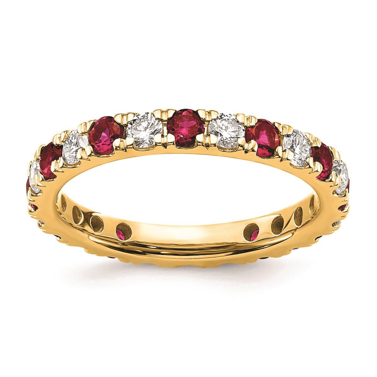 Pure Fire 14kt. Yellow Gold Lab Created Ruby Eternity Band