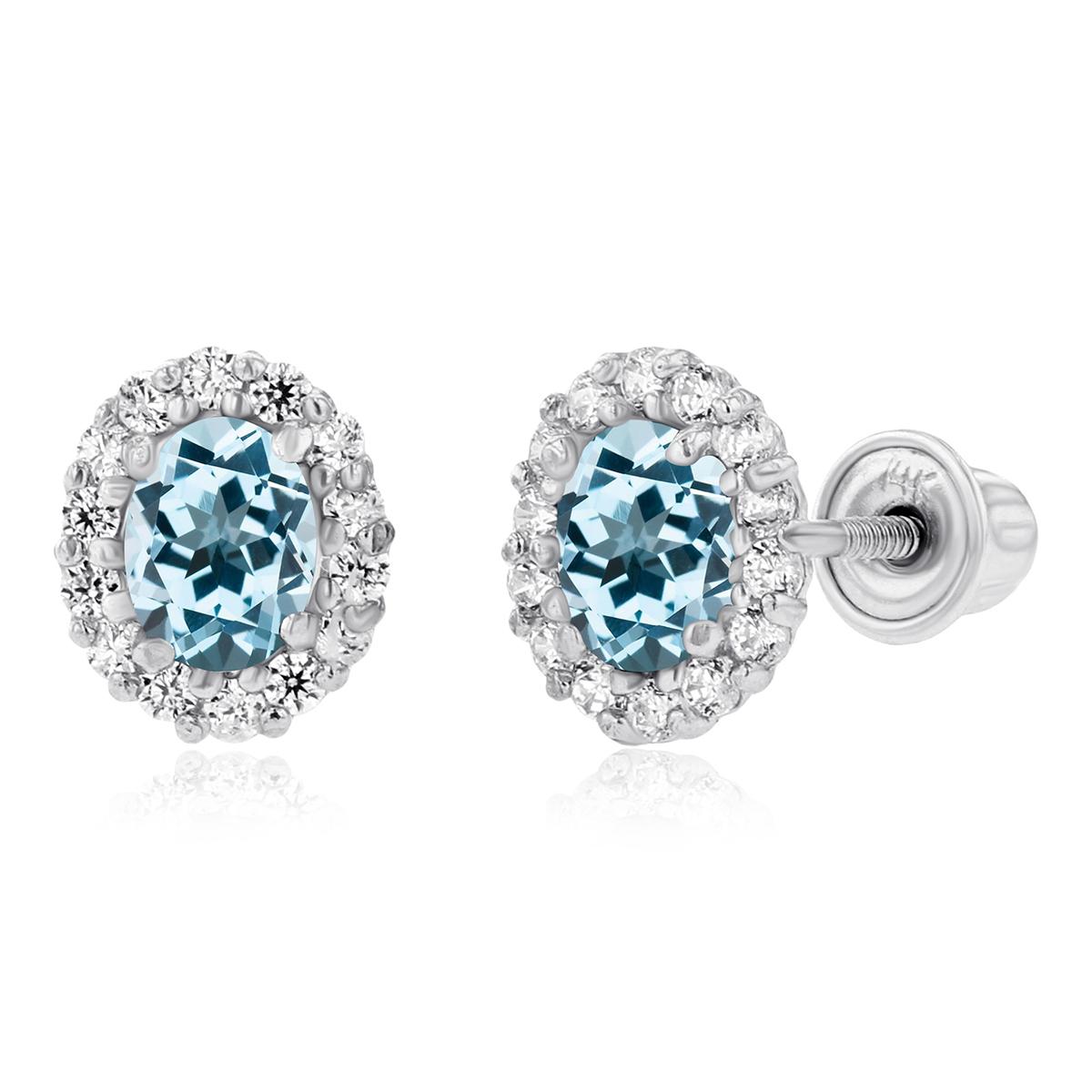 Gemstone Classics(tm) White Gold Sky Blue Topaz Oval Earrings