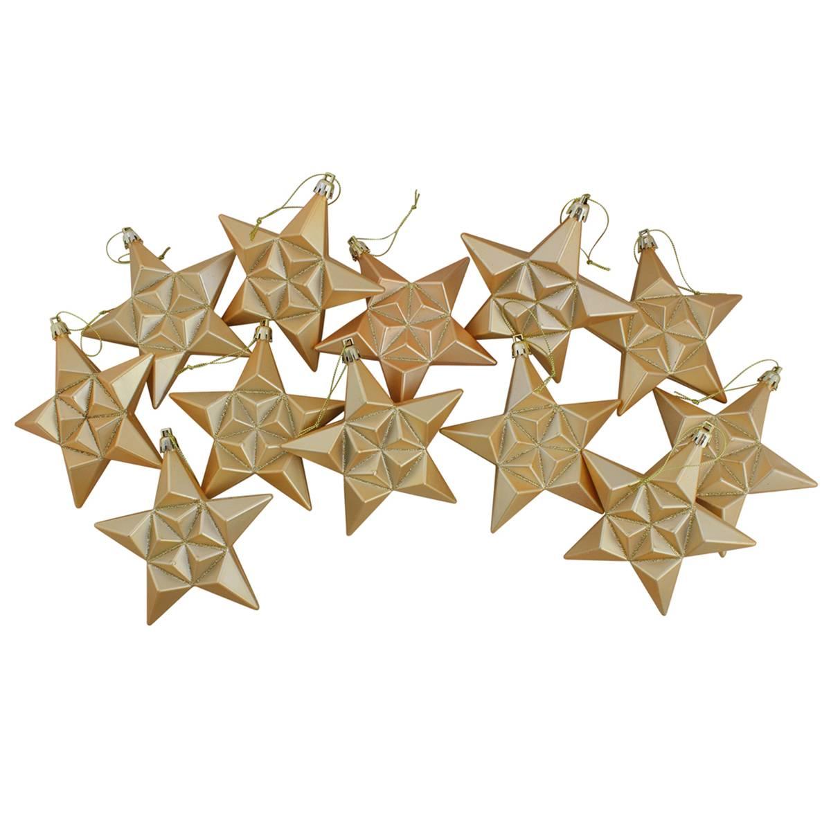 DAK 12ct. Vegas Gold Shatterproof Christmas Star Ornaments