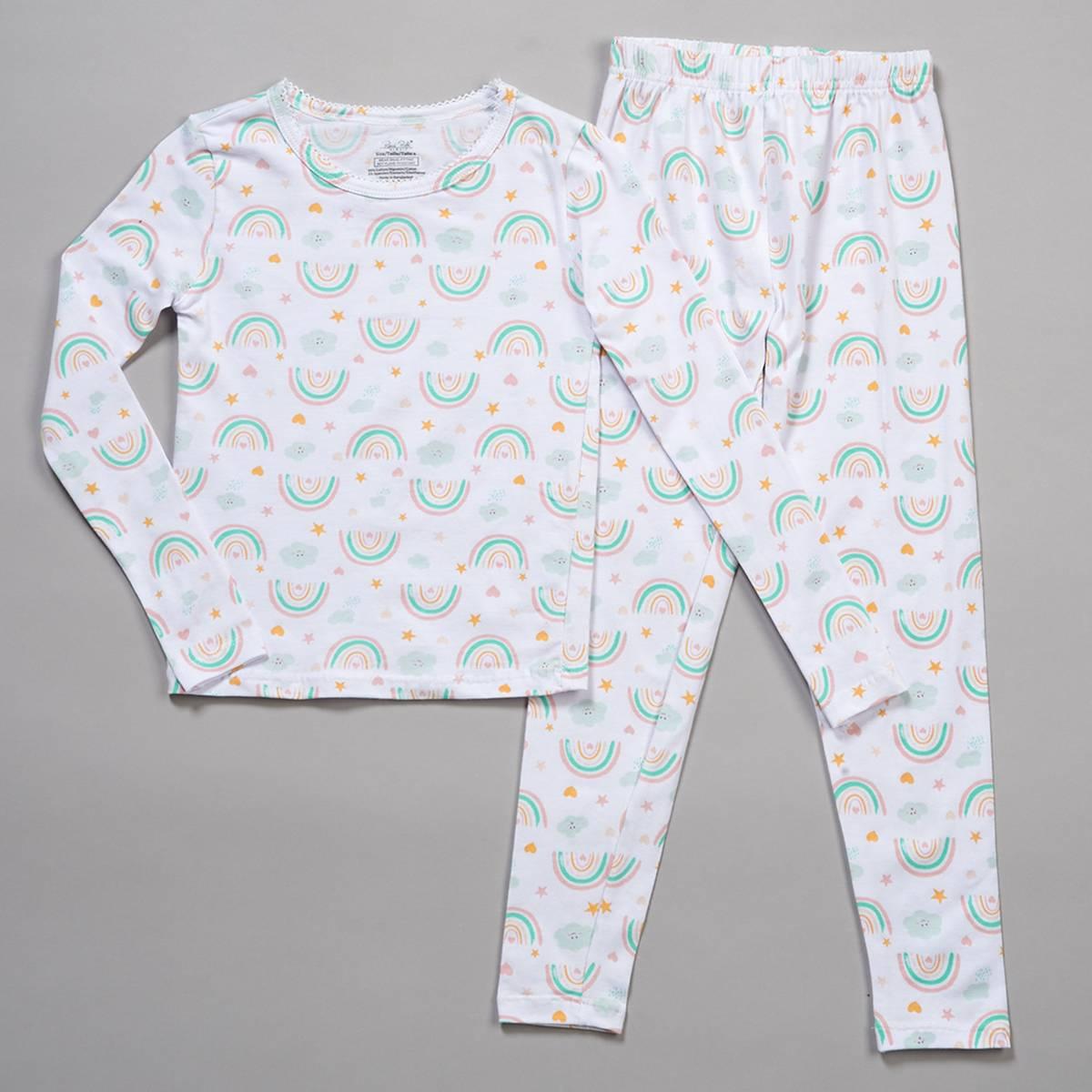 Girls René Rofé® 2pc. Rainbow/Face Clouds Snug Fit Pajamas