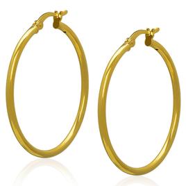 Gianni Argento 35mm Gold over Sterling Plain Hoop Earrings