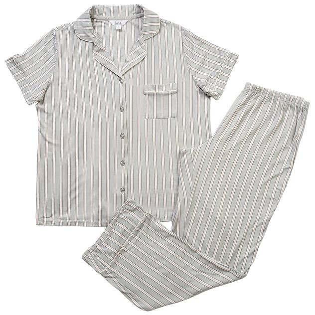 Womens Nicole Miller Short Sleeve Stripe Pajama Set