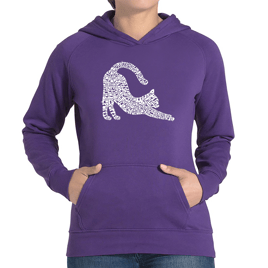 Plus Size LA Pop Art Stretching Cat Word Art Hoodie