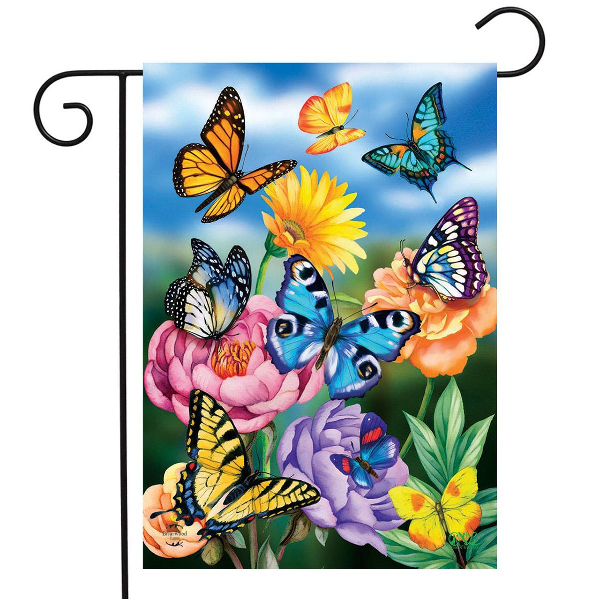 Briarwood Lane Butterflies in Garden Garden Flag