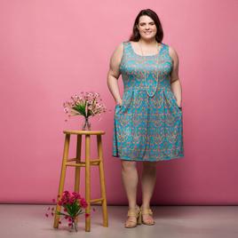 Plus Size 24/7 Comfort Apparel Sky Blue Sleeveless Pocket Dress