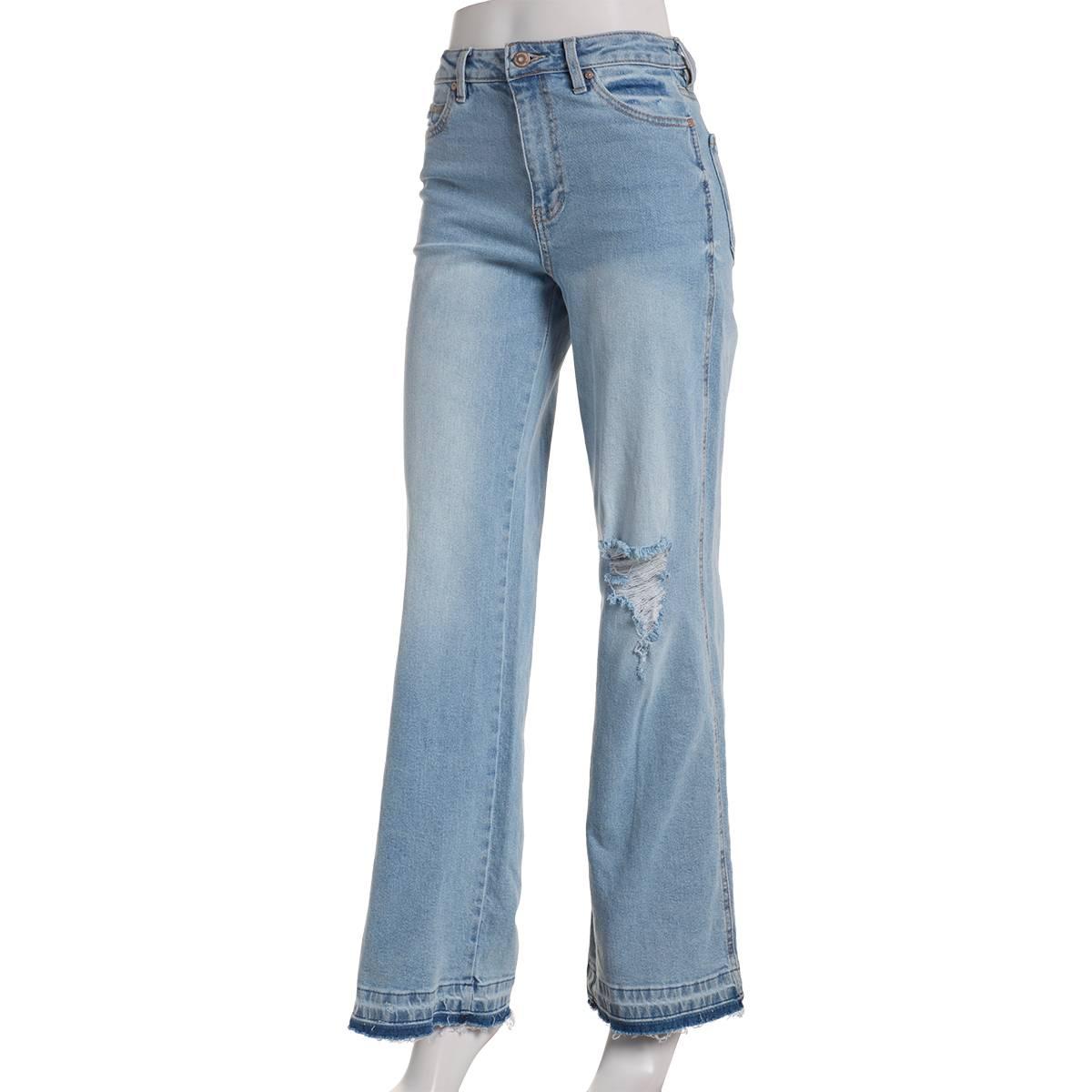 Juniors Celebrity Pink Baggy High Rise Raw Hem Jeans