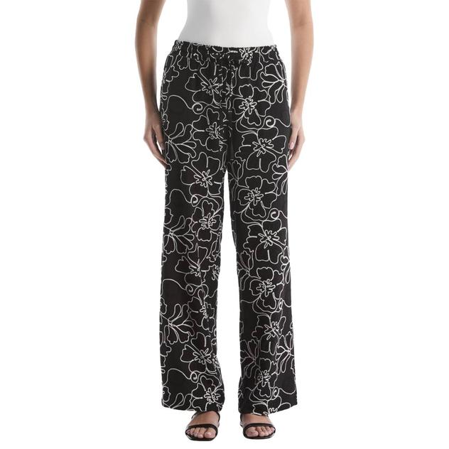 Petite Rafaella® Hibiscus Floral Embroidery Pull On Pants
