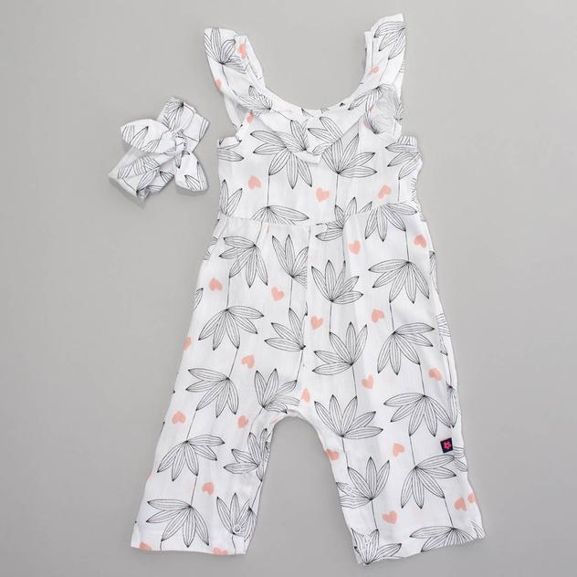 Baby Girl (NB-9M) Limited Too™ Heart & Leaf Jumpsuit w/ Headband