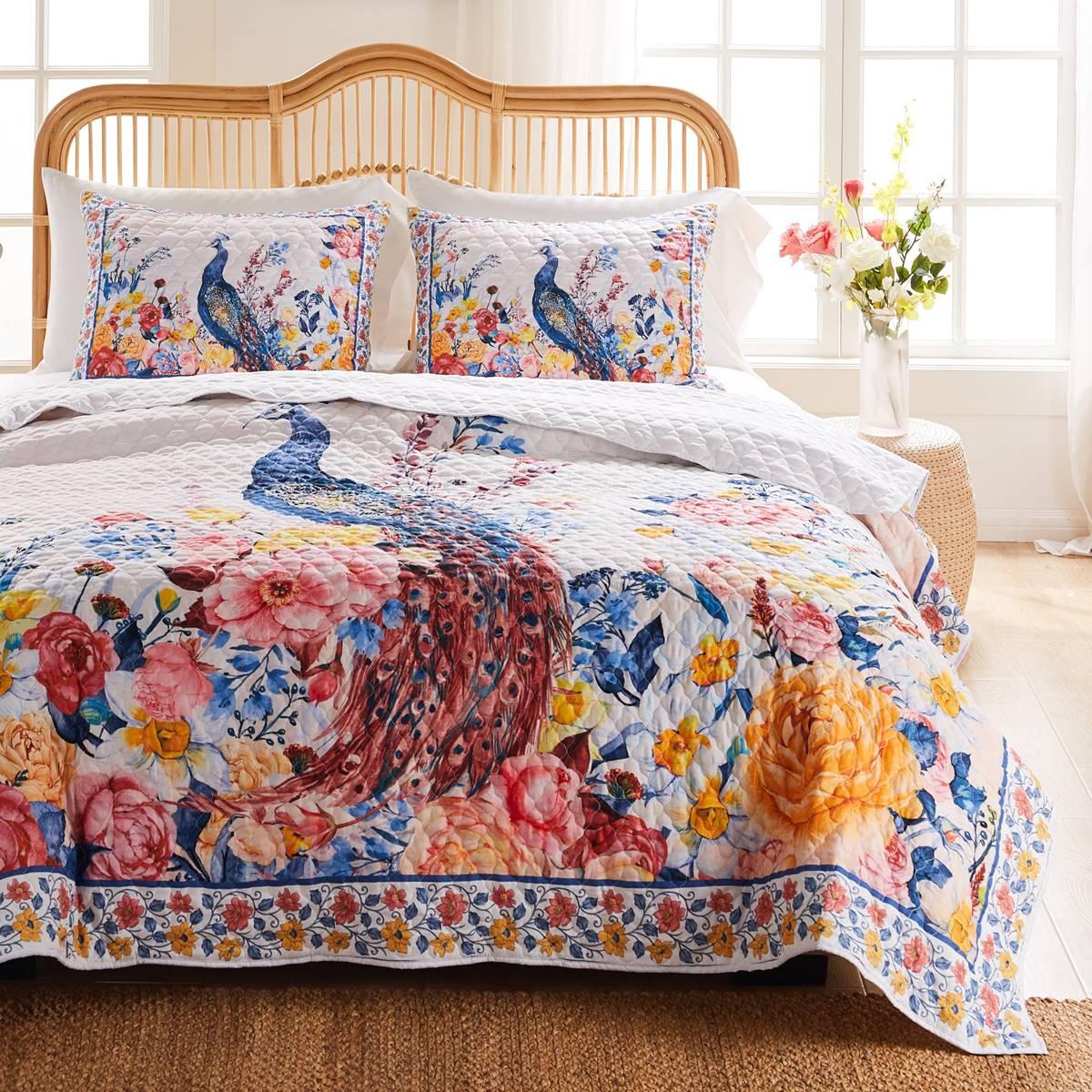 Greenland Home Fashions™ Huntington Garden Peacock Quilt Set