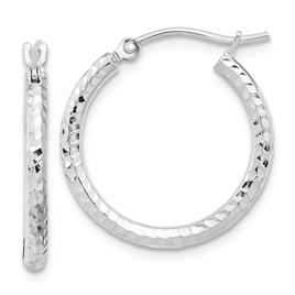 Gold Classics(tm) 10kt. White Gold Diamond-cut Tube Hoop Earring