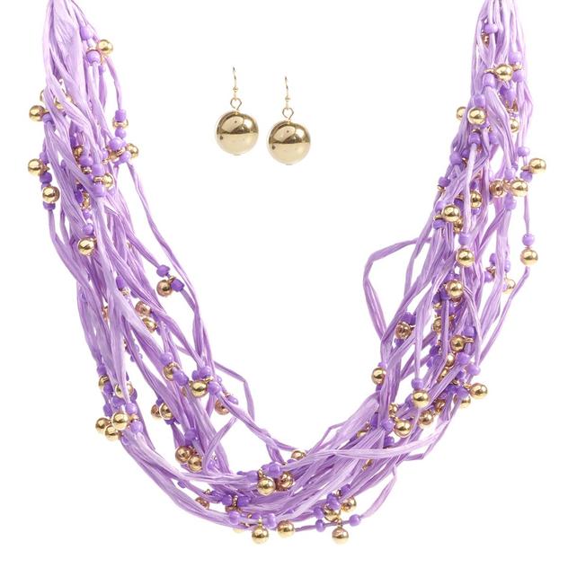 Ashley Cooper™ Multi Row Raffia Necklace & Earring Set