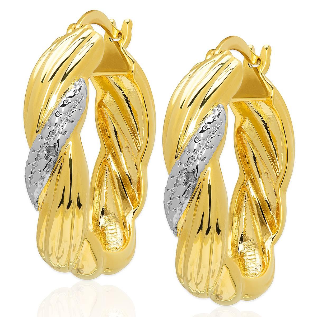 Accents by Gianni Argento Diamond Braided Swirl Hoop Earrings