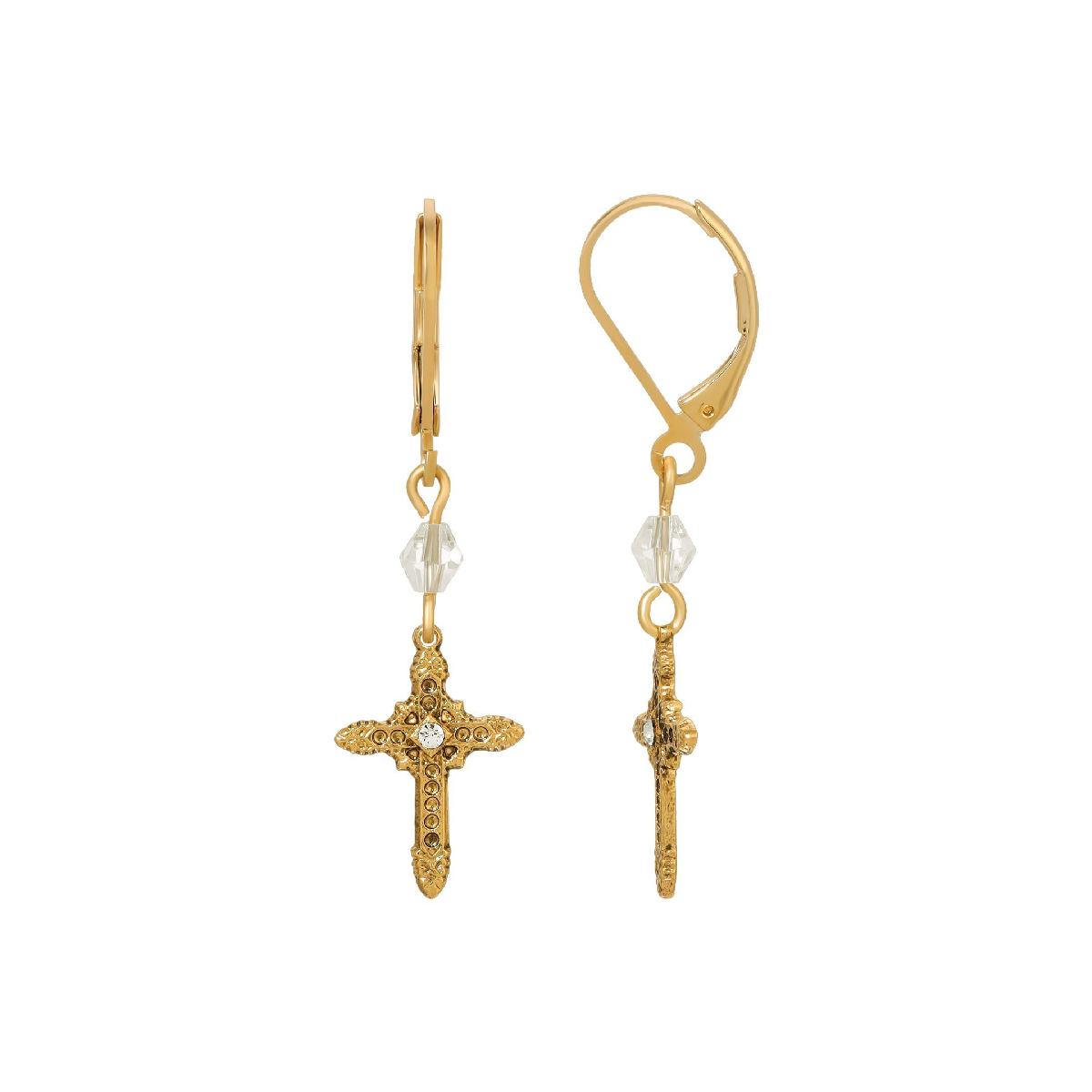 Symbols of Faith 14kt. Gold Dipped Cross Leverback Earrings