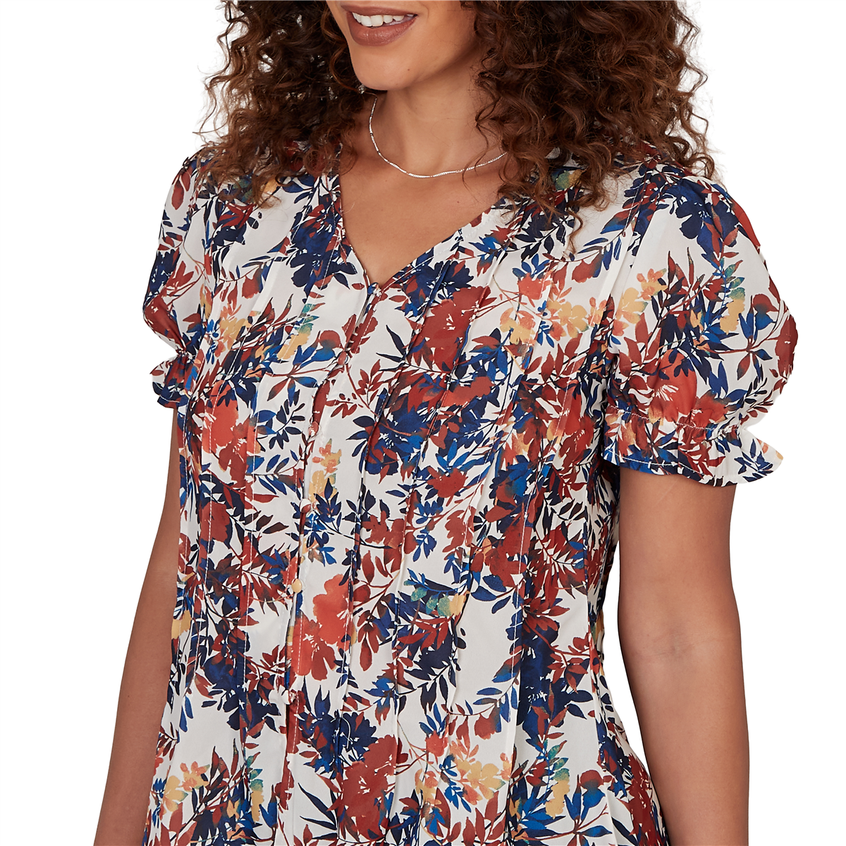 Petite Emaline Summer In The City Puff Sleeve Pleated Blouse