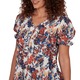 Petite Emaline Summer In The City Puff Sleeve Pleated Blouse