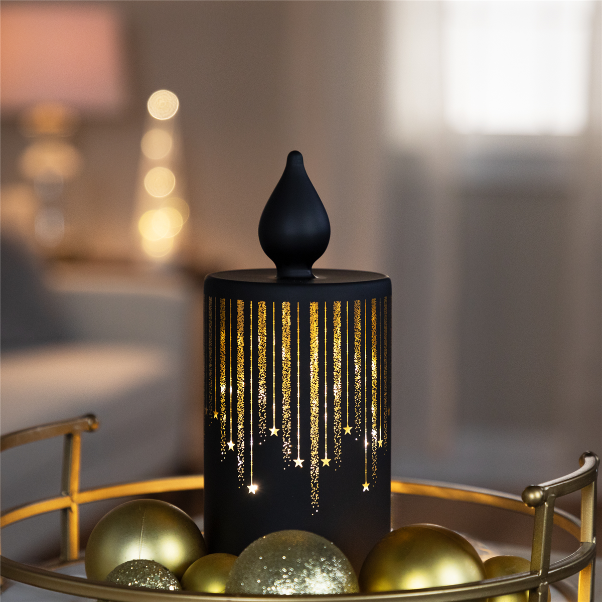 Northlight LED Glass Candle with Stars Christmas Decoration