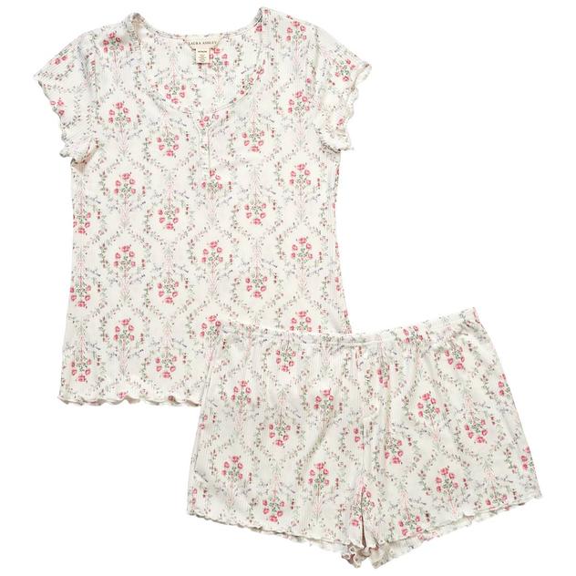 Womens Laura Ashley® Floral Trellis Boxers Pajama Set