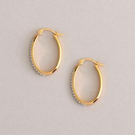 14kt. Gold Oval Crystal Hoops w/Nano Diamond Resin