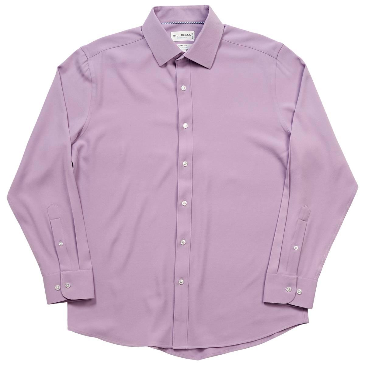 Mens Bill Blass Slim Fit Solid Long Sleeve Dress Shirt - Violet