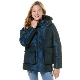 Girls (7-17) Kensie Girl Iridescent Faux Fur Hooded Puffer Coat