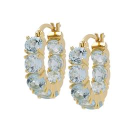 Gianni Argento Yellow Gold & Blue Topaz Inside Out Hoop Earrings