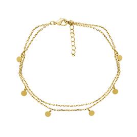 Barefootsies Gold Plated Double Strand Disc Drop Anklet