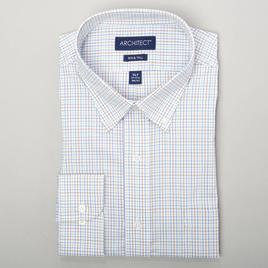 Mens Big & Tall Architect(R) Tall Fit Plaid Dress Shirt-Blue/Taupe